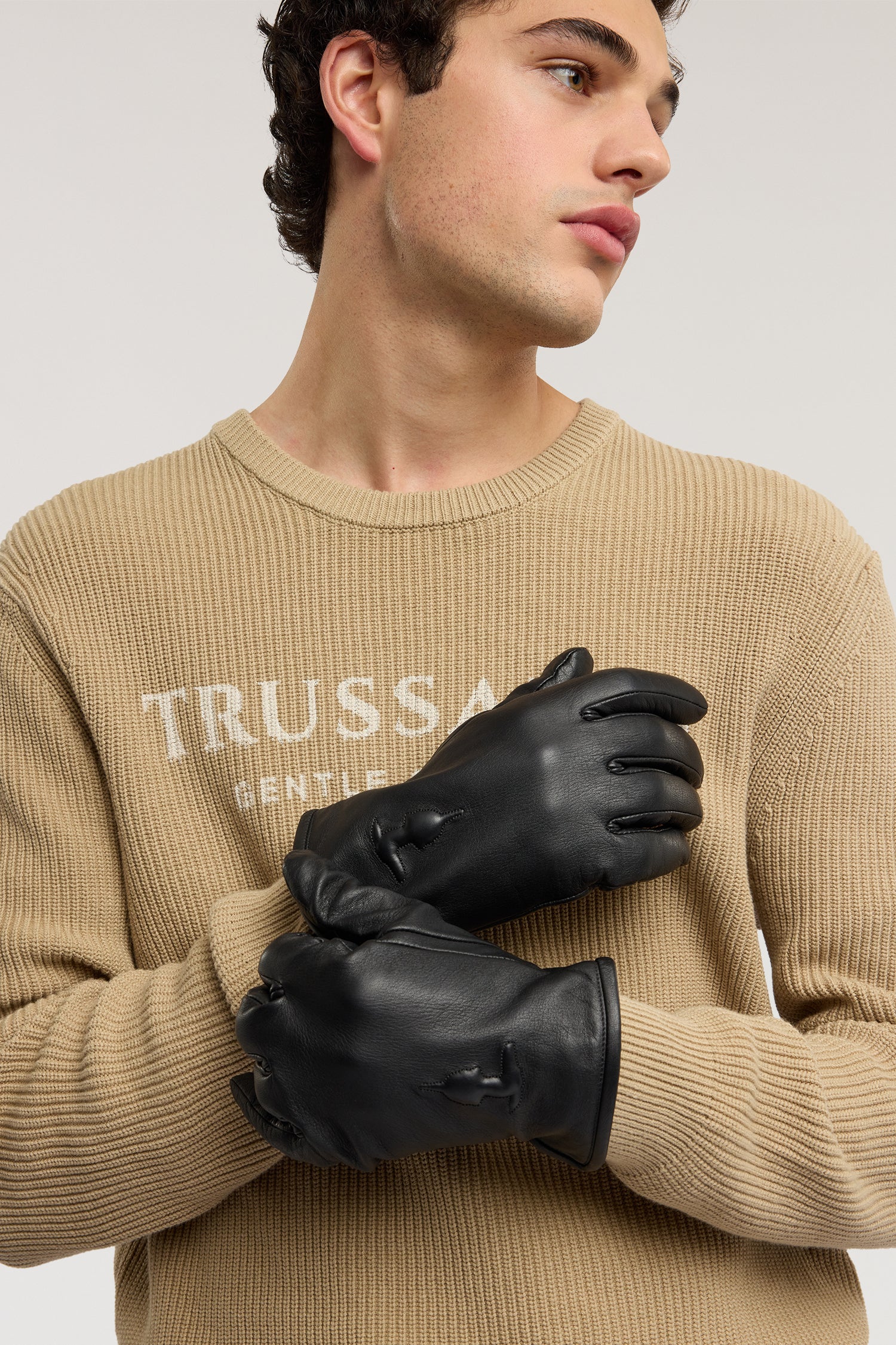 Glove detail with wool lining