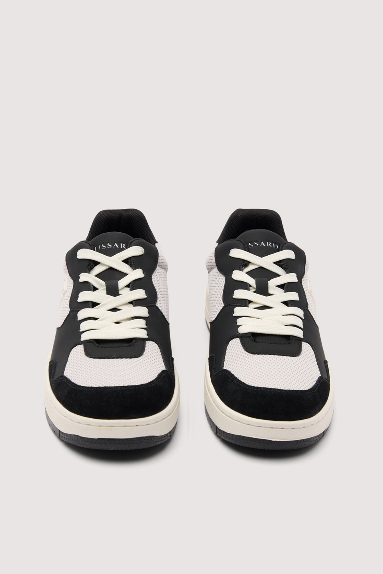White leather-suede trainer