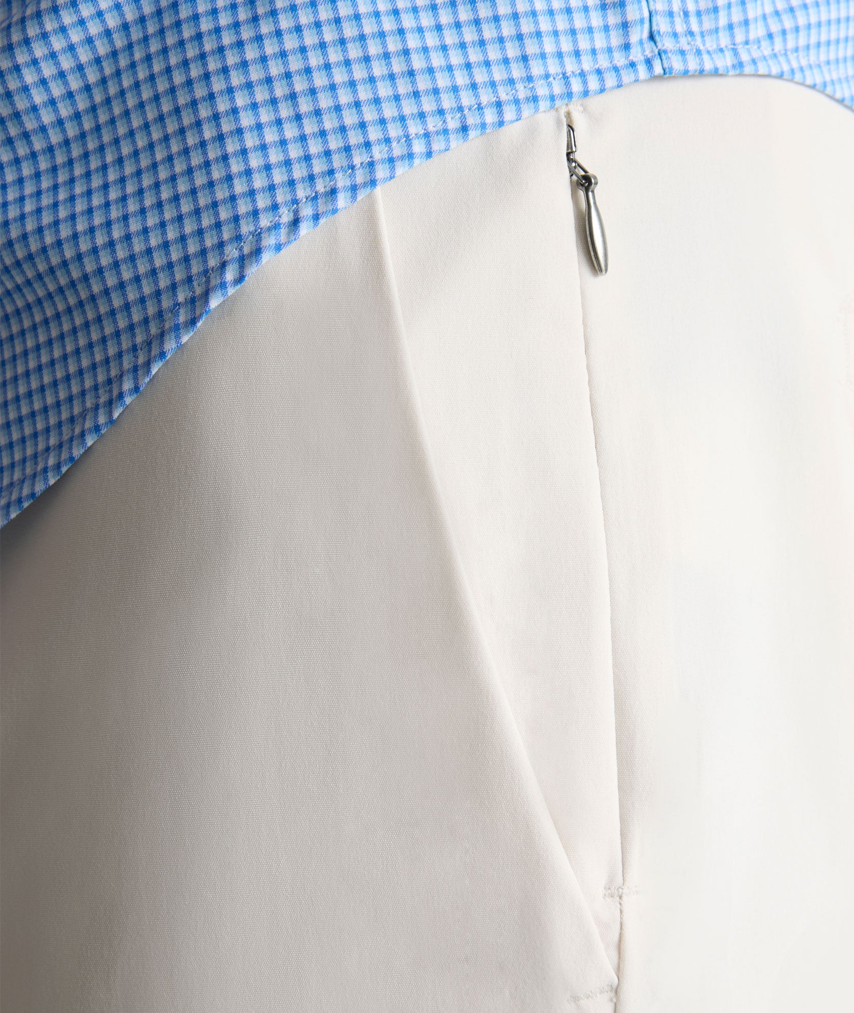 Back view with clean travel-pant finish