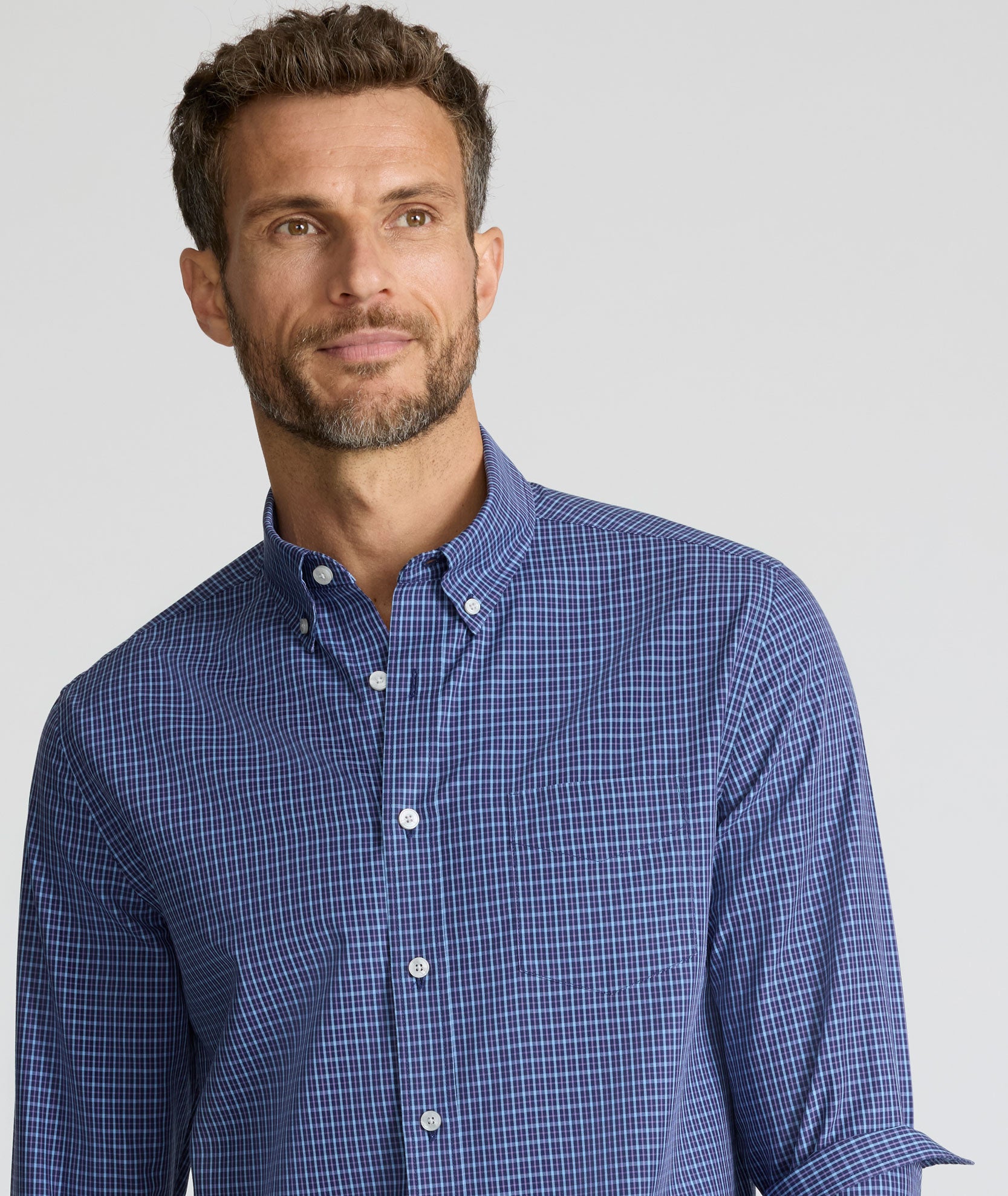 Button-down collar and chest pocket