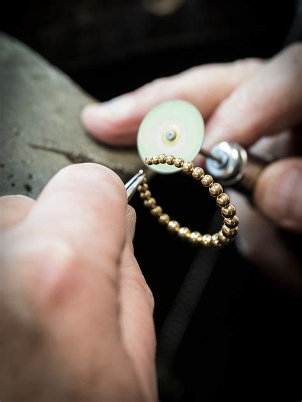 polishing a colored-stone dome