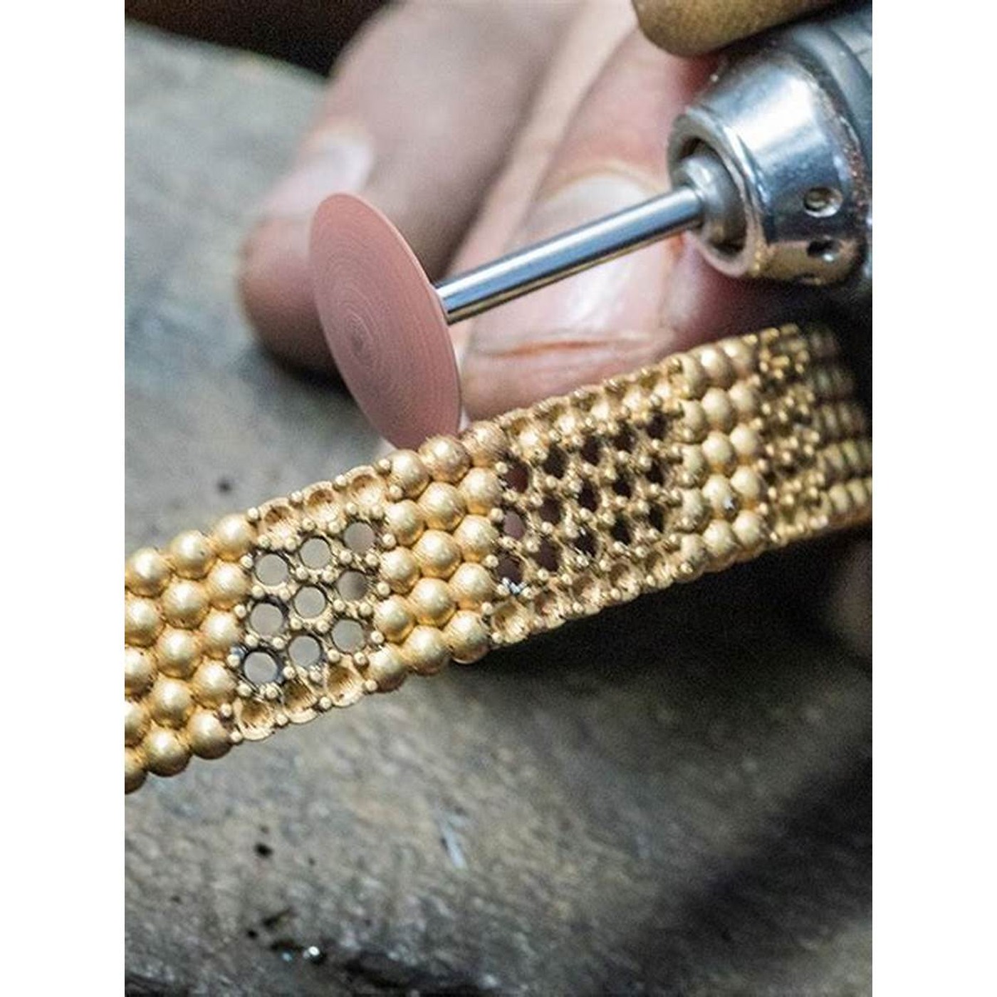polishing the golden bead surface