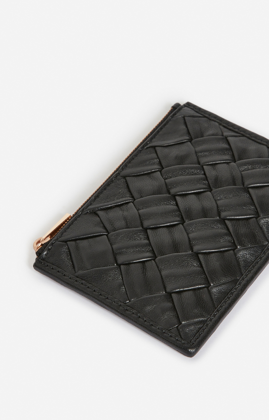 Braided Leather Card Holder — side or scale view