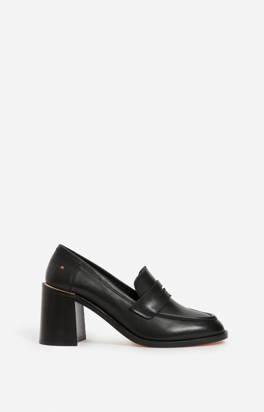 Smooth Leather Heeled Loafers