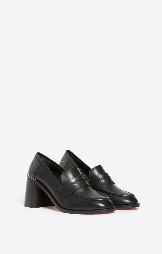 Smooth Leather Heeled Loafers — alternate angle