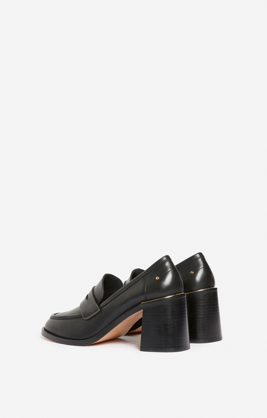 Smooth Leather Heeled Loafers — side or scale view