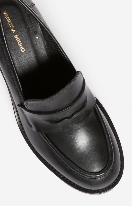 Smooth Leather Heeled Loafers — construction detail