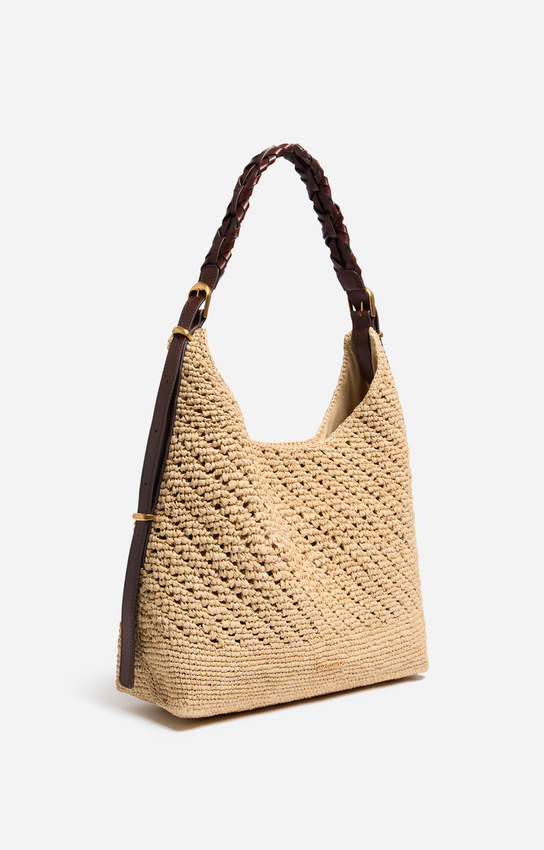 Large Jess Raffia Hobo Bag — construction detail