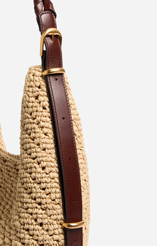 Large Jess Raffia Hobo Bag — material close-up