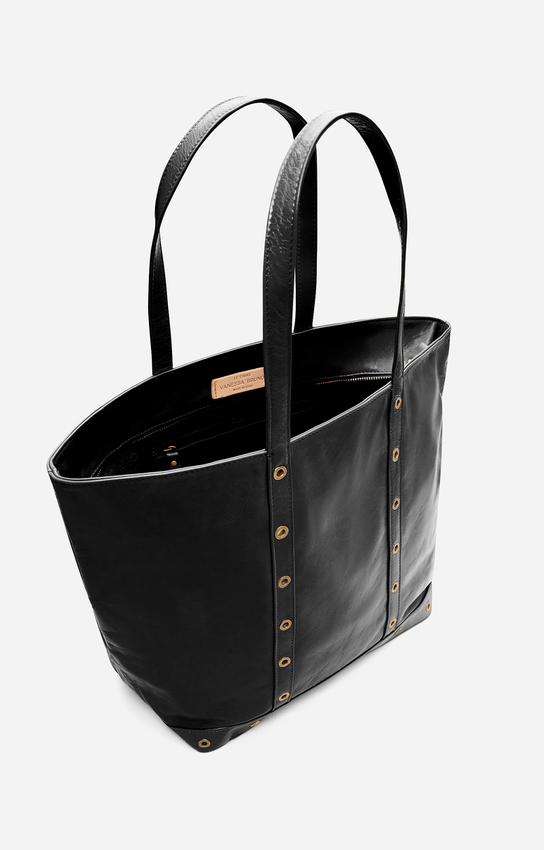 Leather L Zipped Cabas Tote — material close-up