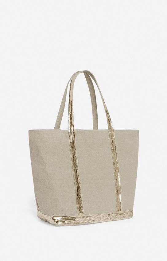 Linen L Zipped Cabas Tote — construction detail