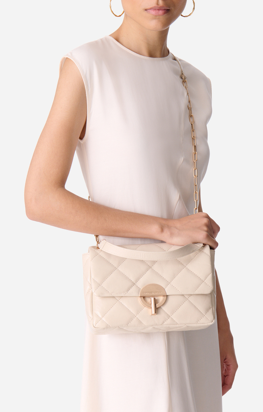 Large Leather Moon Bag — side or scale view