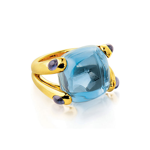 Candy Ring in Blue Topaz and Iolite detail