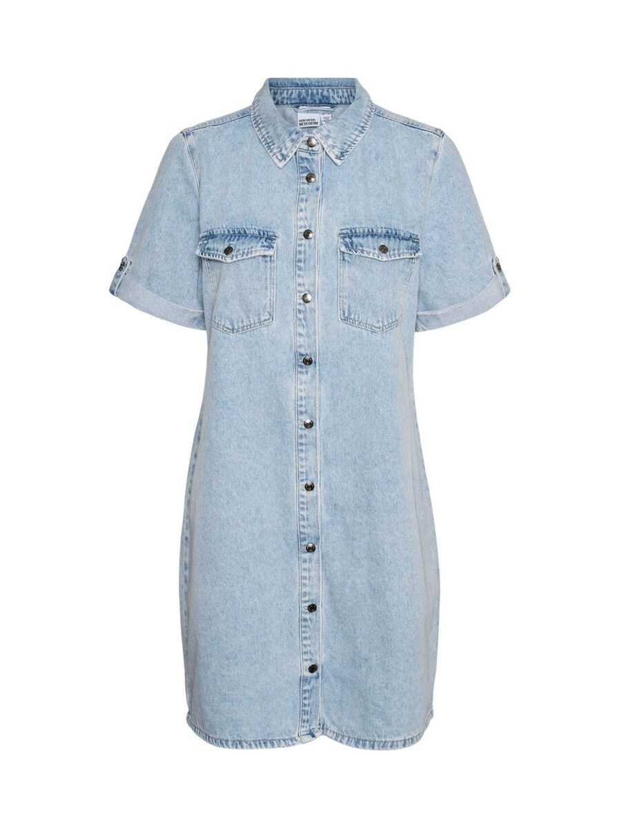 Short Sleeve Button Down Denim Dress angle 6