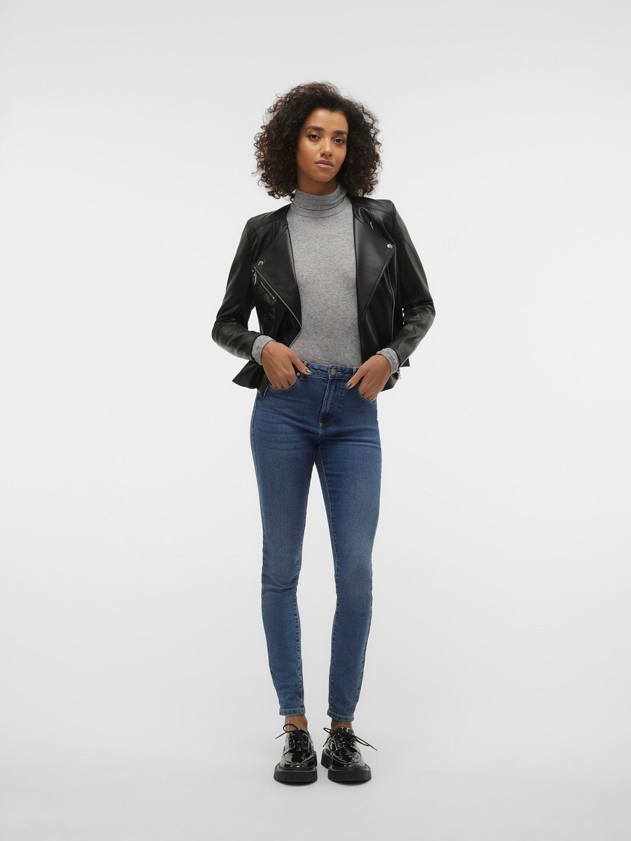 Collarless Faux Leather Jacket angle 3