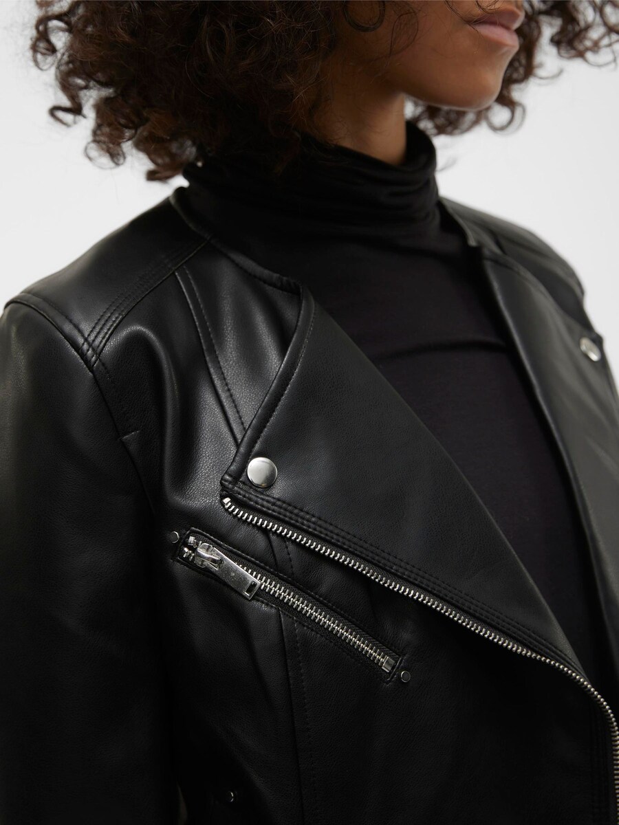 Collarless Faux Leather Jacket angle 6