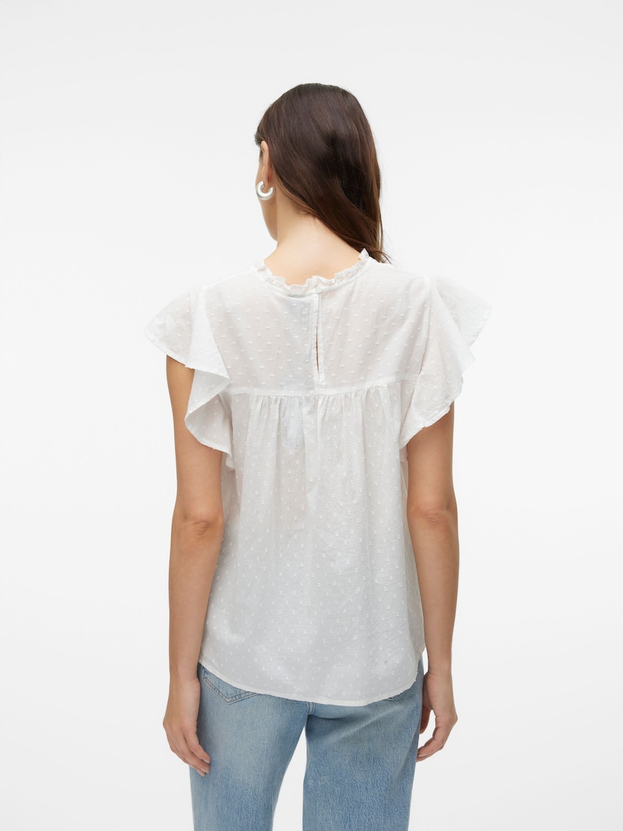 Dobby Lace Detail Short Sleeve Blouse angle 2
