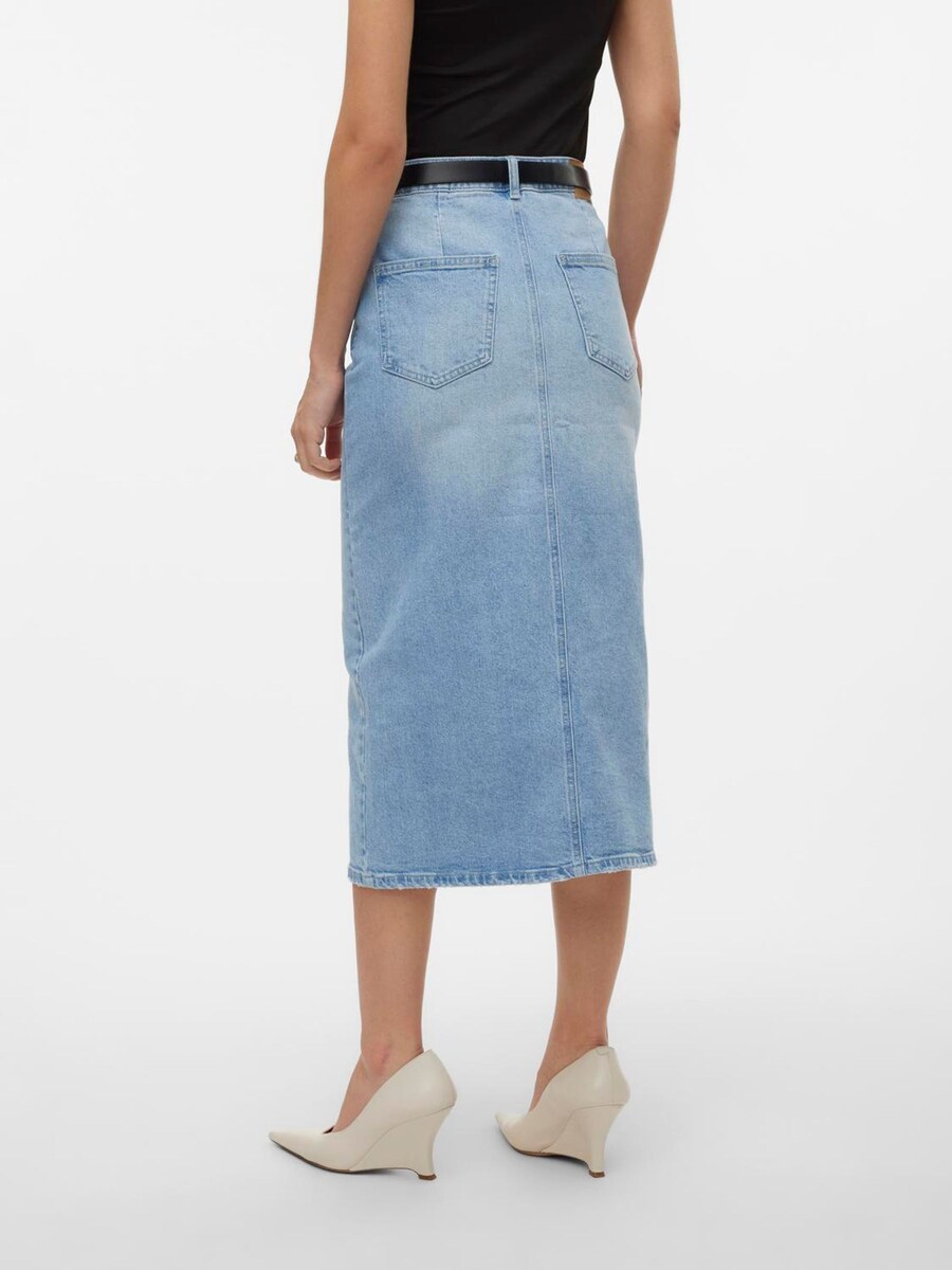 High Waisted Denim Midi Skirt angle 3