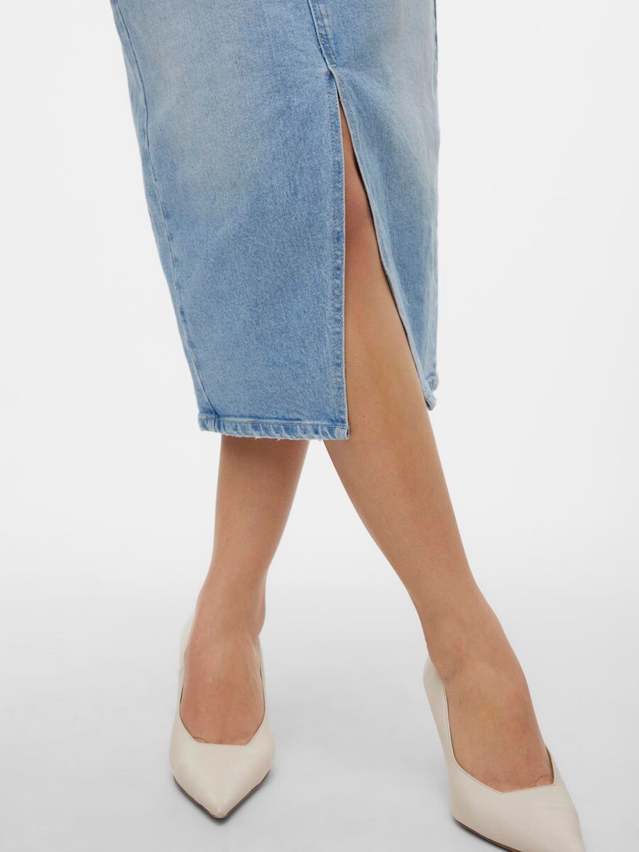 High Waisted Denim Midi Skirt angle 5
