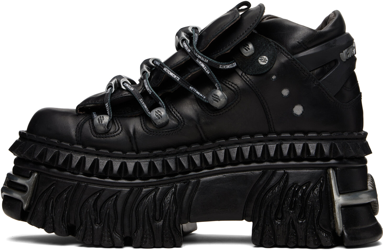 outer-side black leather upper