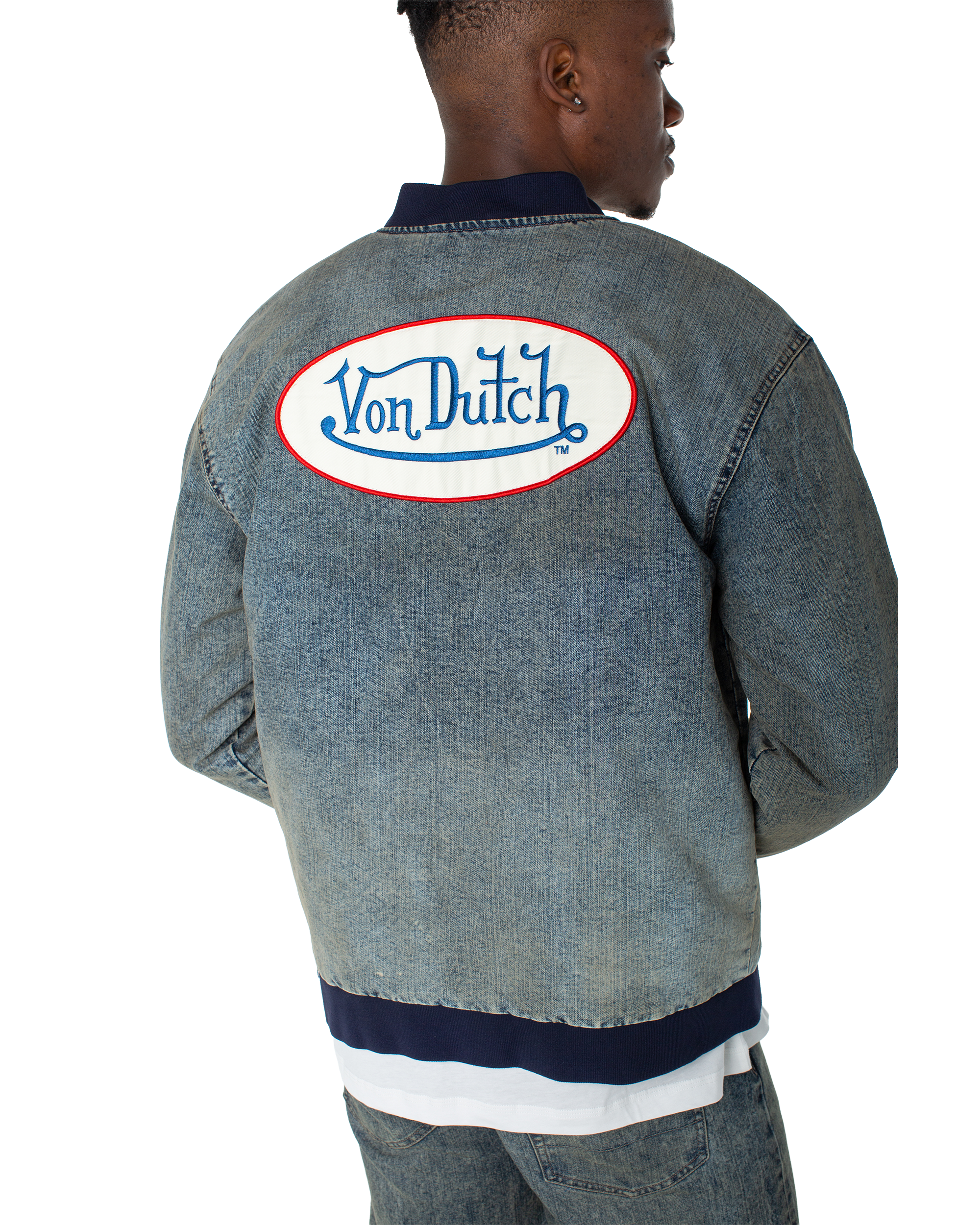 close rear view of the large oval logo