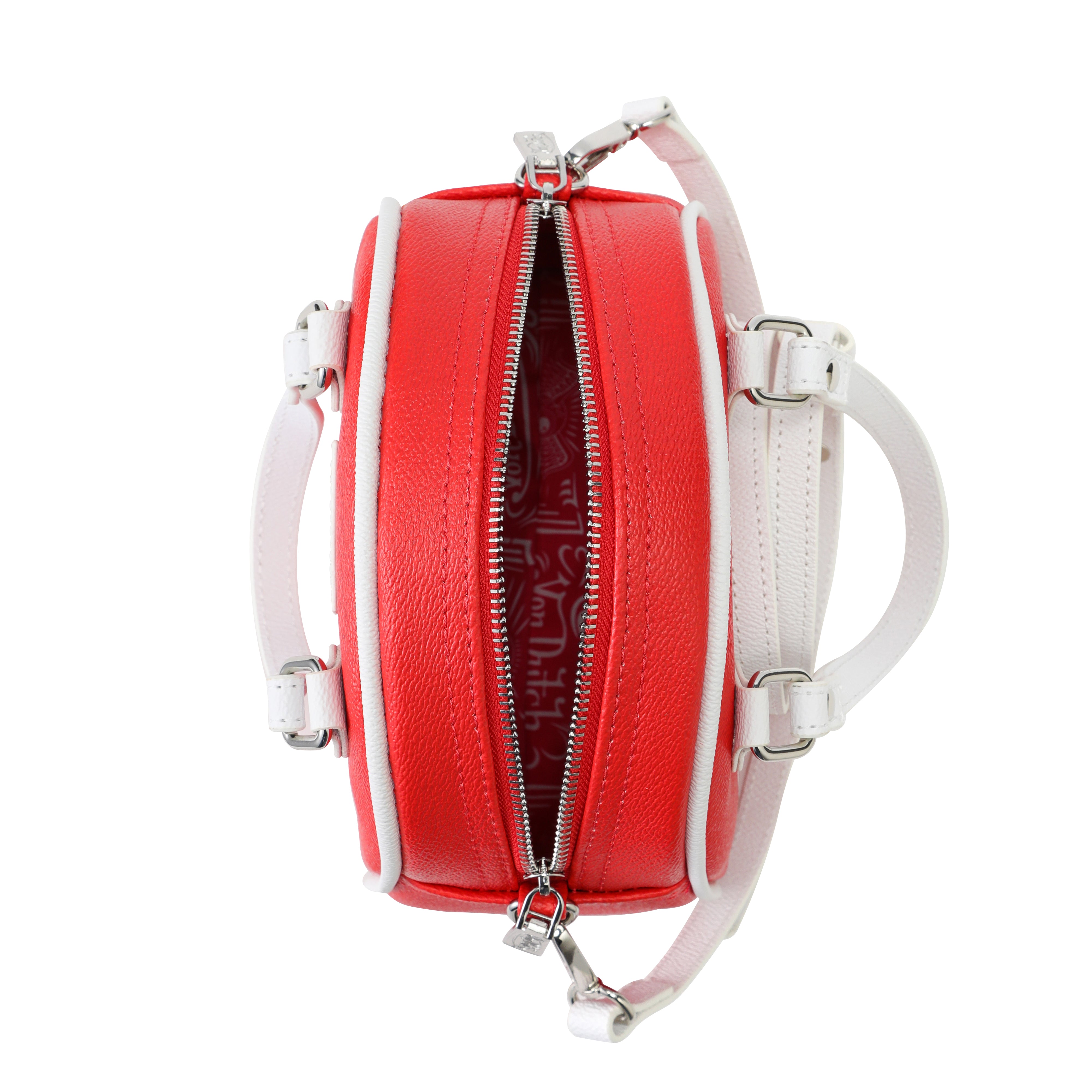 top zipper and red lining view