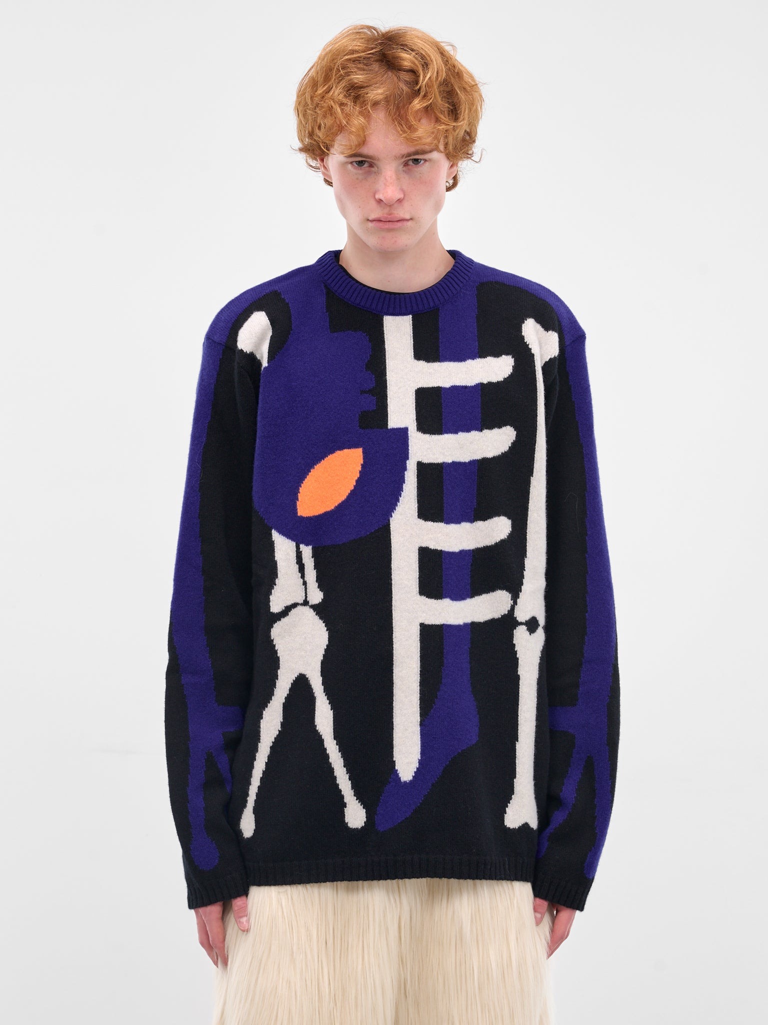 Black Skeleton Jacquard Knit Sweater