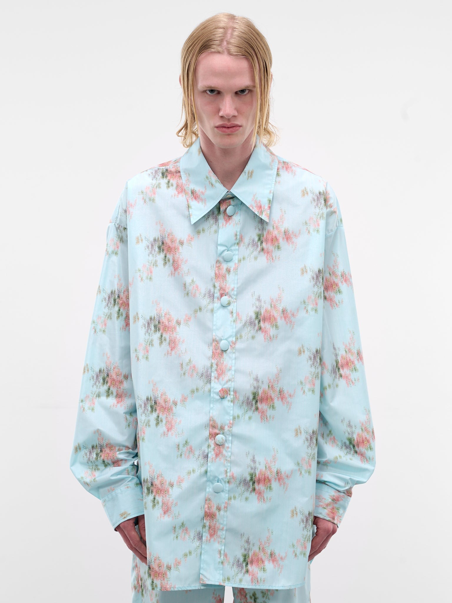 Blurry Floral Graphic Maxi Shirt