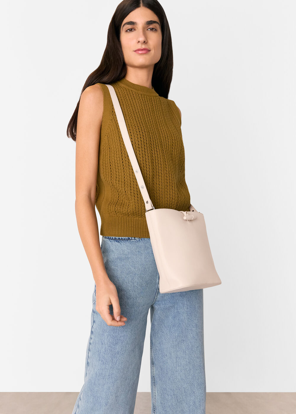 Cleo Toggle Bucket Bag — closeup detail