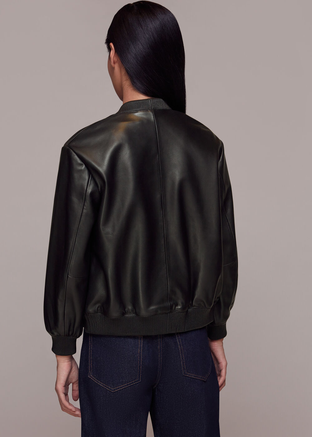 Laura Leather Bomber Jacket — alternate angle