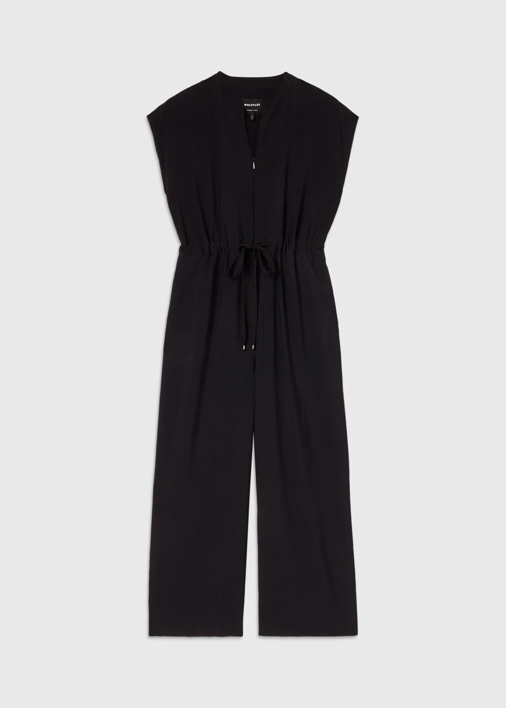 Sleeveless Drawstring Jumpsuit — closeup detail