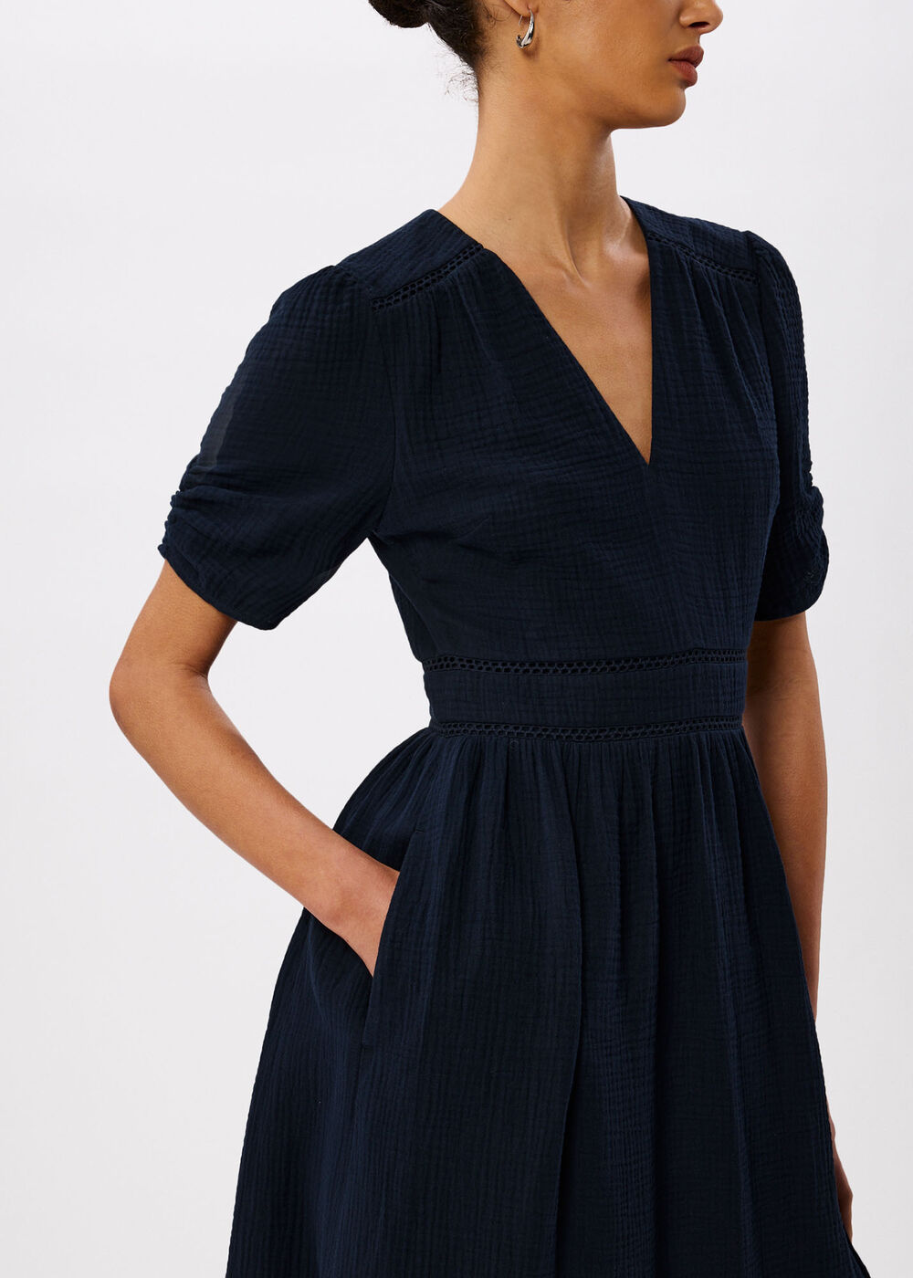 V-Neck Textured Midi Dress — alternate angle