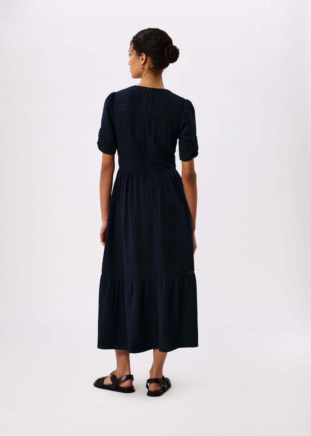 V-Neck Textured Midi Dress — styling view