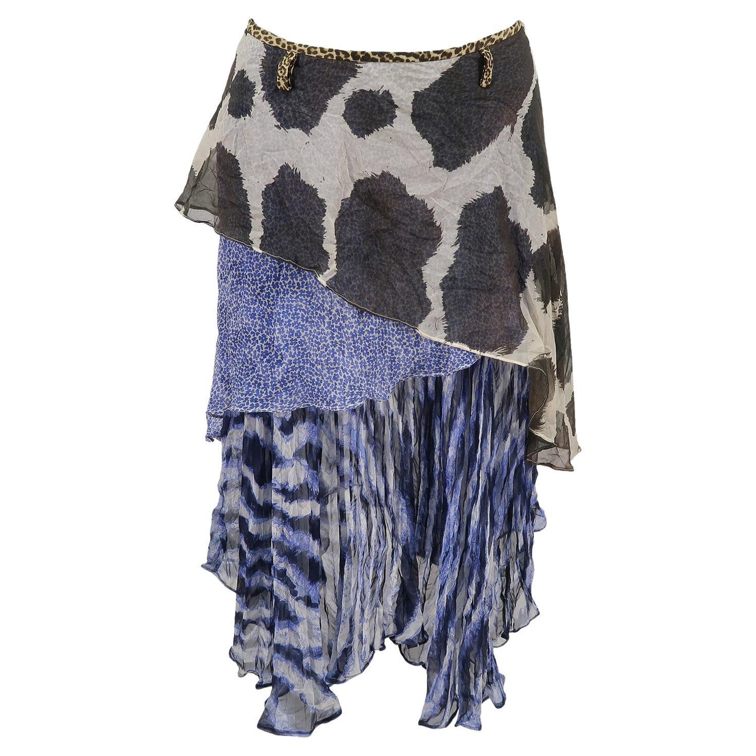 SS 2008 Silk Mix Layered Printed Skirt