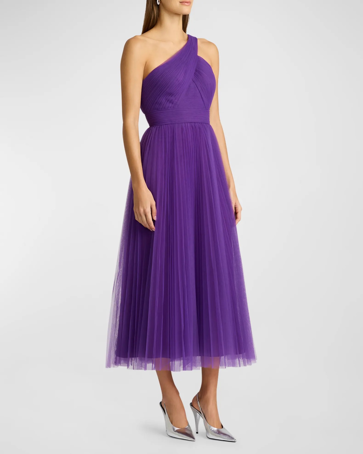 One-Shoulder Pleated Cocktail Dress