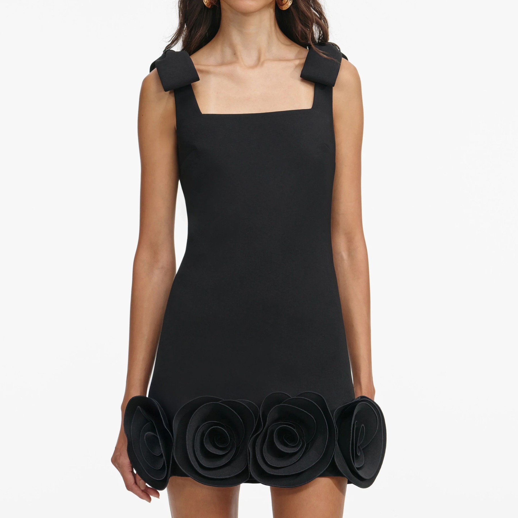 Stretch Crepe 3D Flower Minidress