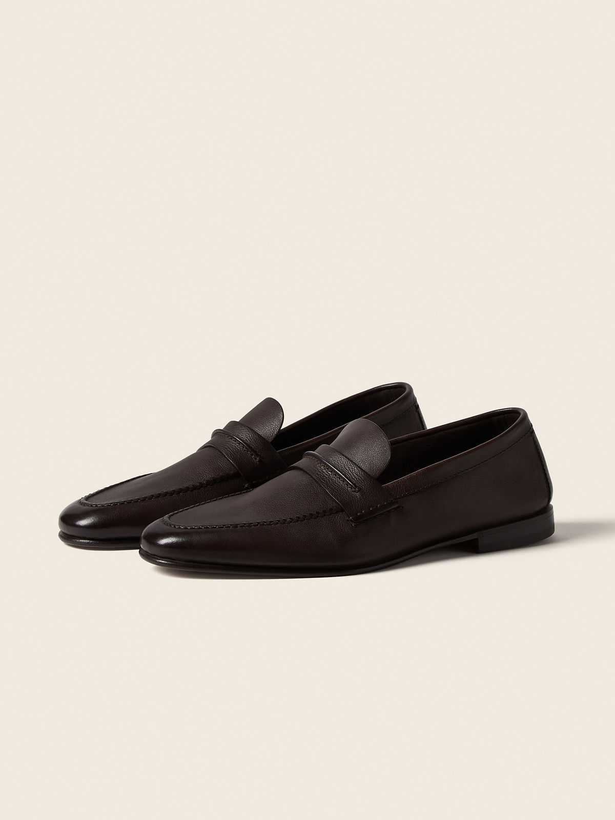 Dark Brown Natural Grain Leather Mocassin Loafer