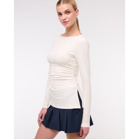 Abercrombie & Fitch Abercrombie Women's Long-Sleeve Stretch Crepe Slash Top