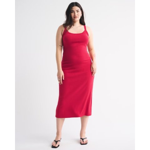 Abercrombie & Fitch Abercrombie 90s Rib Midi Dress Bra-Free