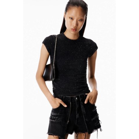 Alexander Wang alexanderwang Baby Tee Washed Black Crystal