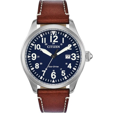 Citizen Citizen Garrison Men's Leather Strap Stainless Steel Watch