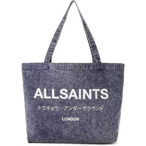 AllSaints Acid Wash Denim Tote Bag Deep Sea Navy