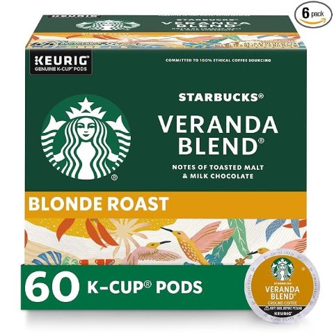 Starbucks Veranda Blend Blonde Roast K-Cup Coffee Pods 60 Count