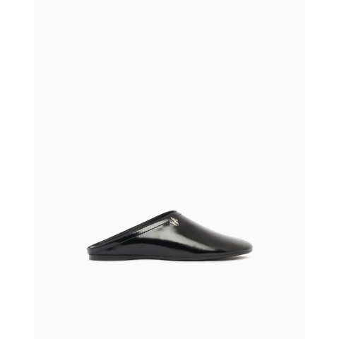Emporio Armani Brushed Shiny Leather Mules