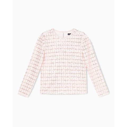 Emporio Armani Tulle Top with Sequin Embroidery