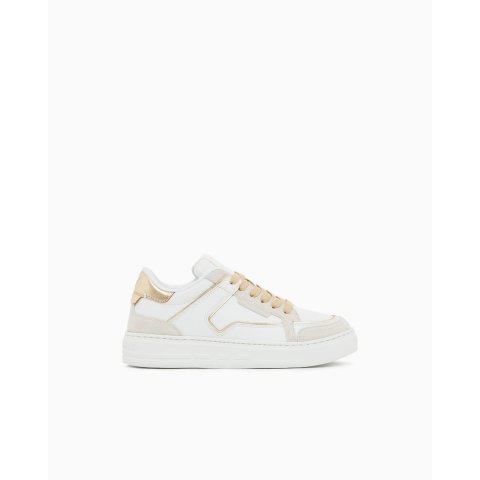 Emporio Armani Leather Sneakers Gold Details