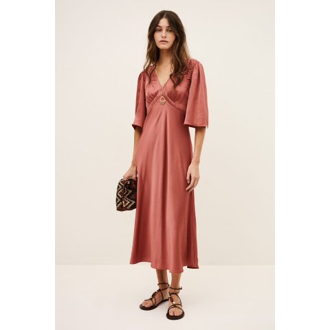 BA&SH Charlotte Midi Dress Pink