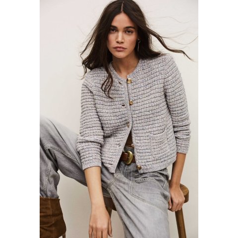 BA&SH Guspa Multicolored Cropped Button-Up Cardigan