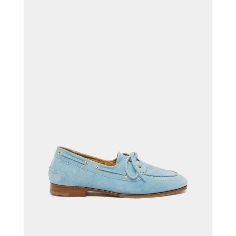 Bally Plume Light Blue Suede Moccasin