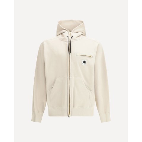 Sacai Cotton Jersey Hoodie Beige